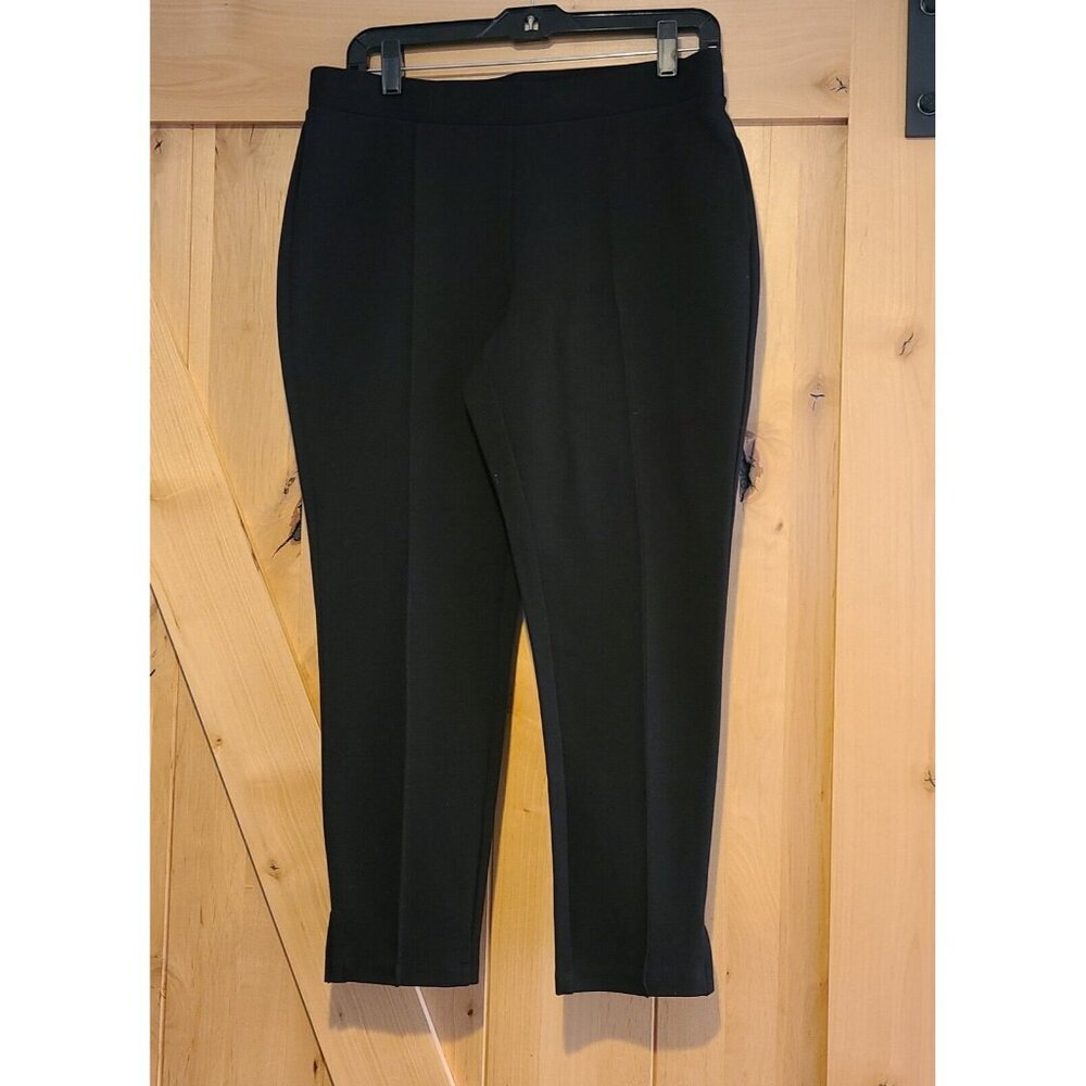 Coldwater Creek Women Size 12 Petite Black Pull On Leggings Crop Center Seam
